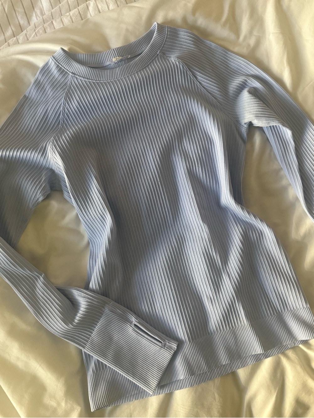 lululemon athletica Light Blue Ribbed Long Sleeve Shirt